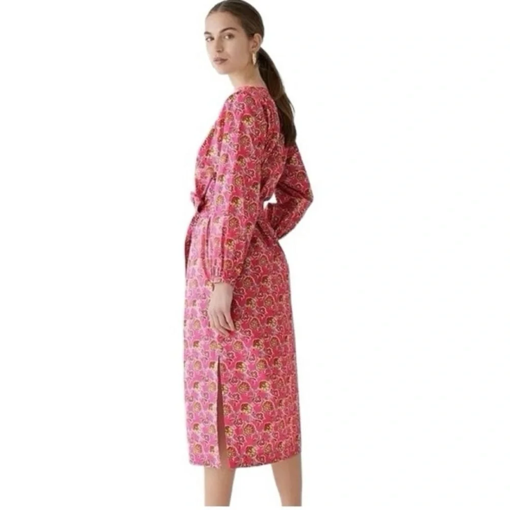 J. Crew Collection Tie-Waist Cotton‎ Poplin Dress in Ratti® Size M